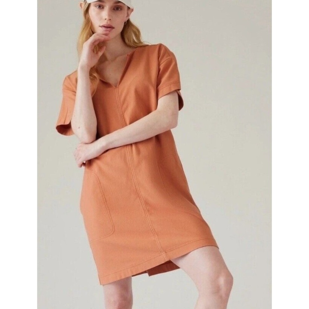 Athleta Womens Farallon Dress XS Pocket T-Shirt Terracotta Orange Peach